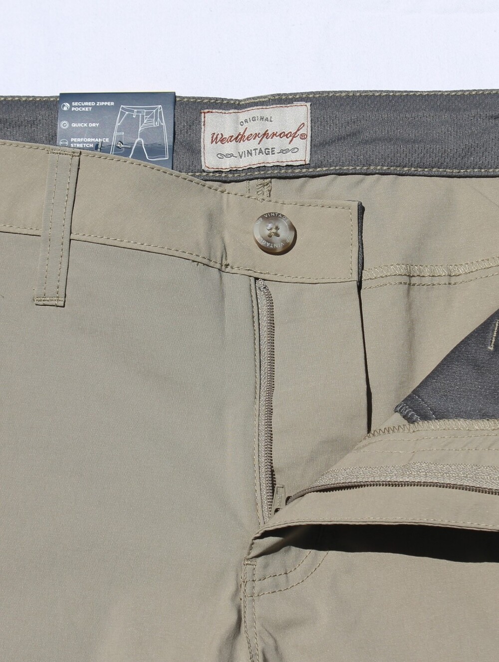 Weatherproof Vintage Men's Flat Front Gray Stretch Trail Short. - Picture 11 of 13